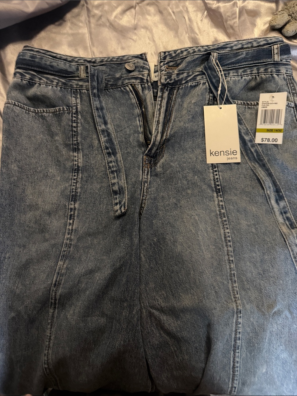 Kensie Women's Light Blue Wide Leg Panel Seam Jeans